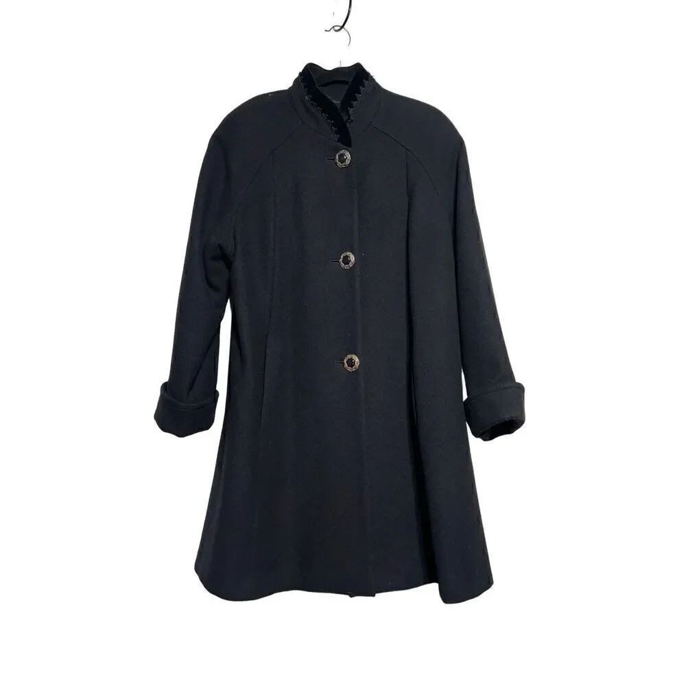 Donnybrook Vintage Black Wool Swing Coat Trench Coat Size 4